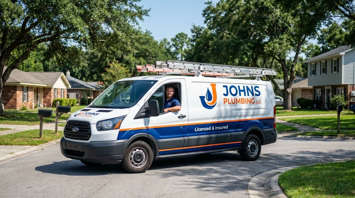 Johns Plumbing LLC service van in Island Heights, NJ