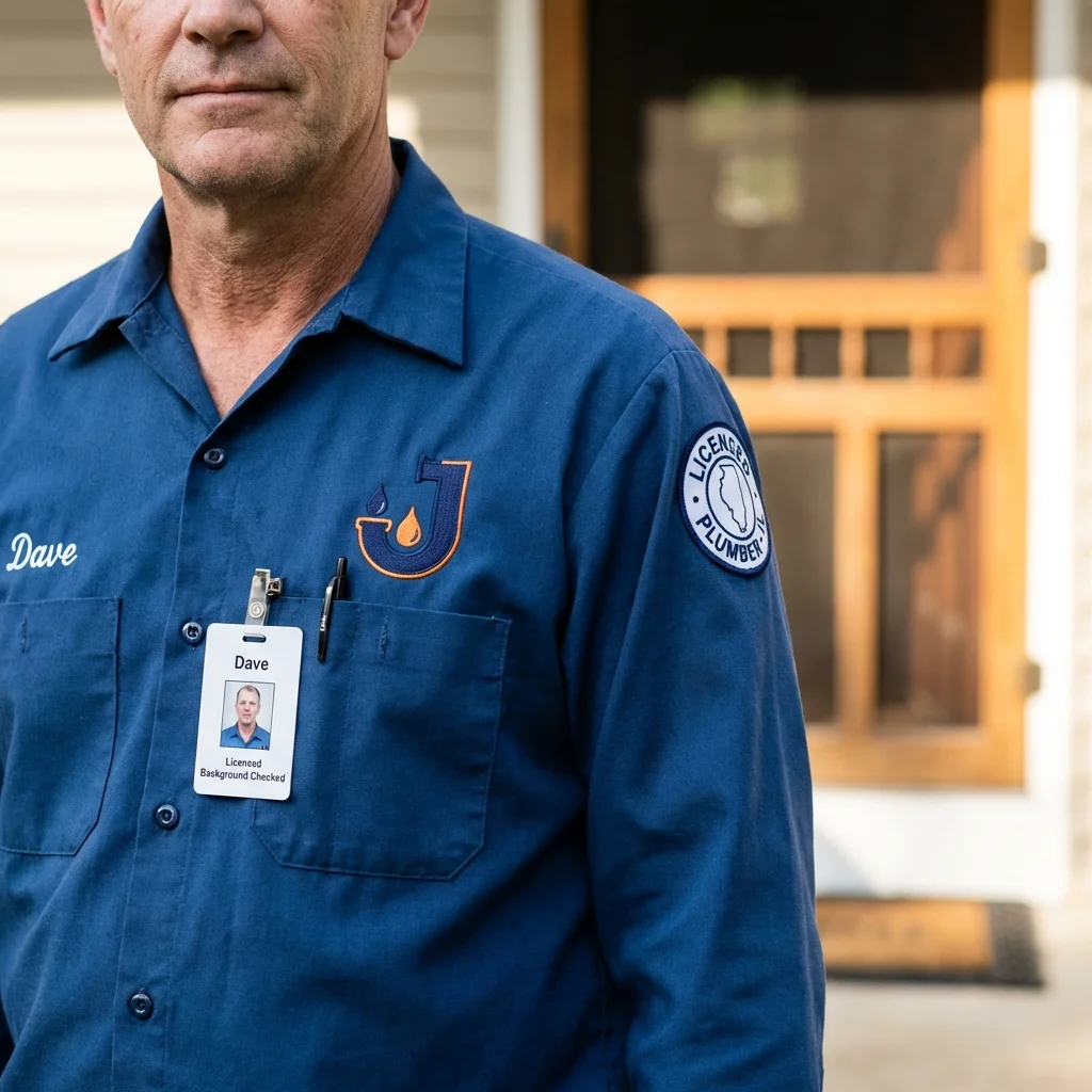 Licensed plumber showing ID badge in Island Heights, NJ