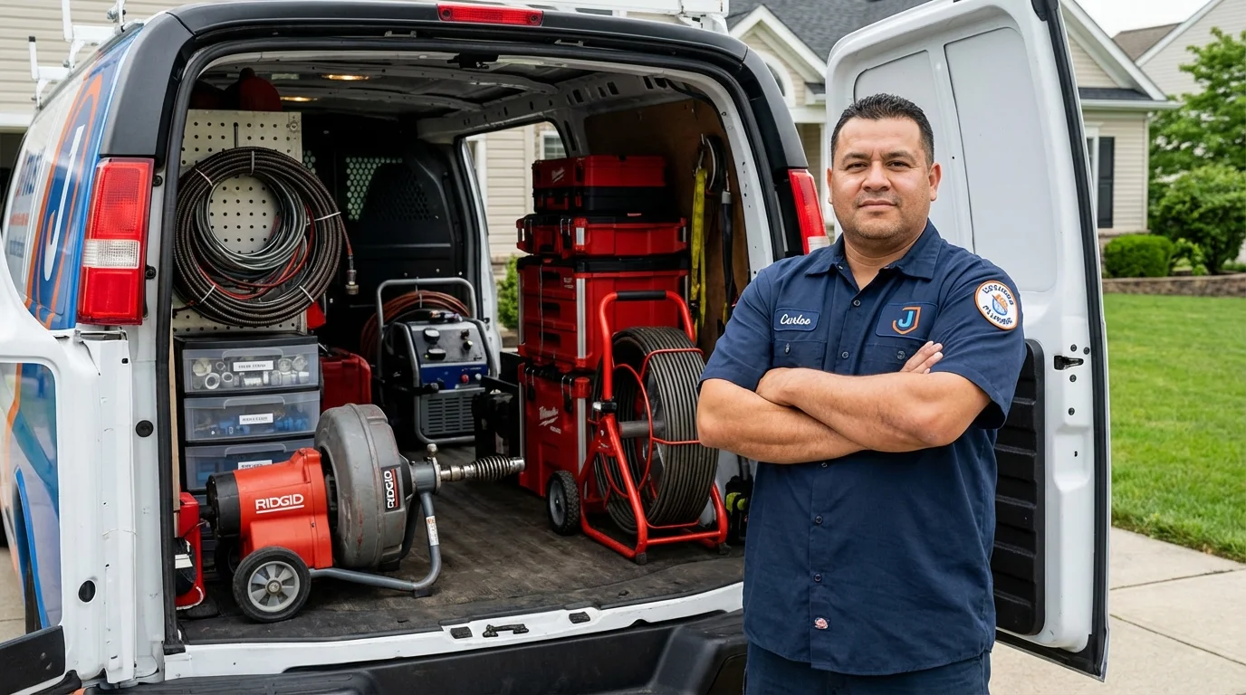 Professional drain cleaning equipment and Johns Plumbing LLC plumber in Island Heights