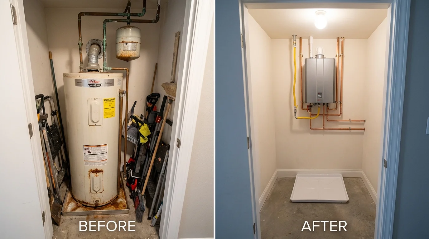 Tank water heater versus wall-mounted tankless unit comparison for Island Heights, NJ homeowners