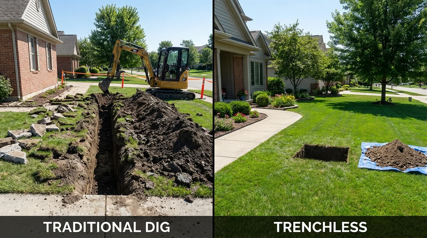 Trenchless sewer repair with minimal yard damage versus traditional excavation in Island Heights, NJ